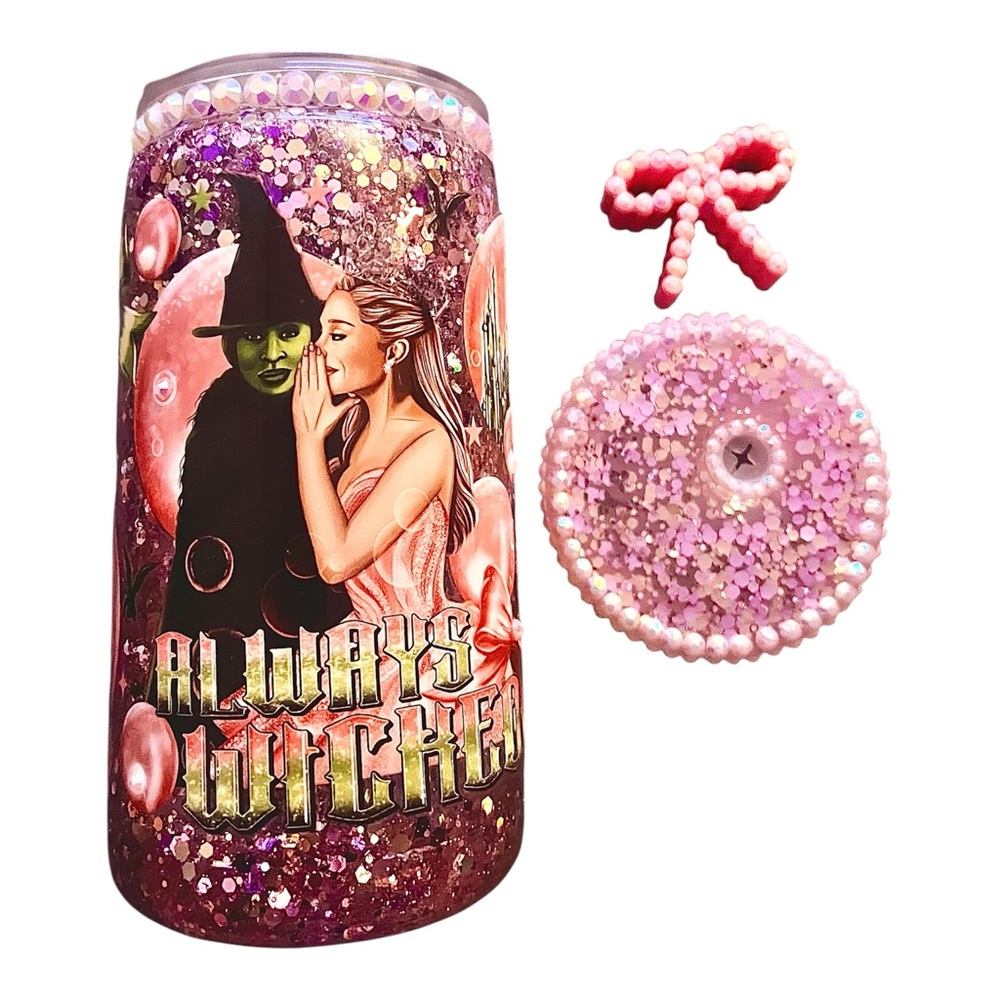 Always Wicked Glitter plastic Tumbler - Pink & Purple